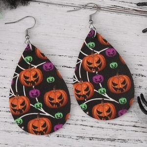 Halloween Pumpkin Teardrop Dangle Earrings
